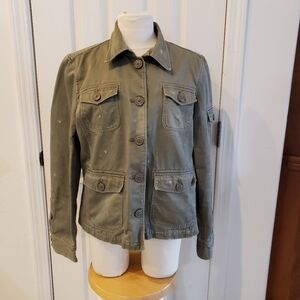 J. Crew size Large Khaki green distressed utility style jacket